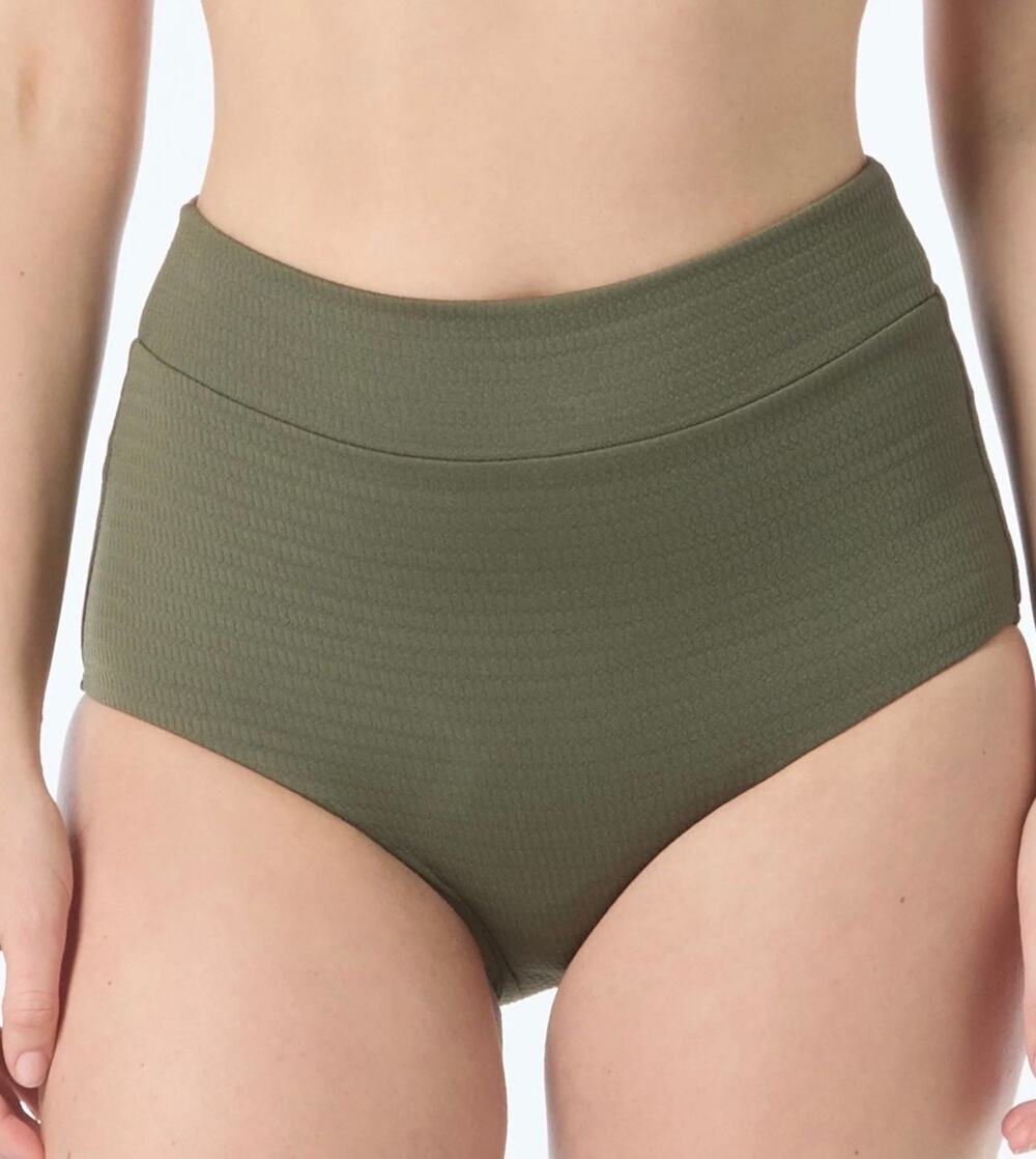 Coco Reef Palm Green Delight High Waist Raffia Texture Bikini Bottom M NWT